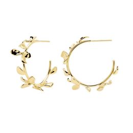 2021 Spring New Fashion European Women Jewelry Classic Hoops Gold Color Flower Leaf Hoop Earrings Valentine's Day Gift265h