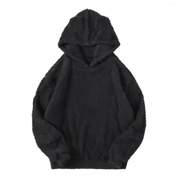 Men's Hoodies Plain Fluffy Hoodie Black Sweetshirts Winter Warm Pullovers Windbreak Autumn Casual All-Match Exercise Sudaderas