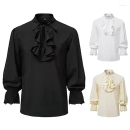 Men's Casual Shirts Halloween Mens Ruffled 2023 Renaissance Victorian Steampunk Medieval