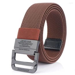 Belts Men's Outdoor Belt With Double Loop Buckle Nylon Elastic For Climbing Leisure Tactics Fashion