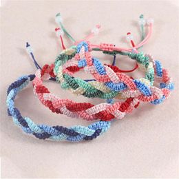 Charm Bracelets Colorful Thread Handmade Braided For Women Simple Cross Twist Rope Chain Adjustable Bracelet Bohemian Party Jewelry
