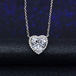 Heart Love 2ct Moissanite Pendant 925 Sterling Silver Charm Wedding Pendants Necklace For Women Party Choker Jewelry Gift282G