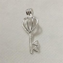 925 Silver Double Heart Love Key Locket Cage Sterling Silver Pearl Bead Pendant Fitting for DIY Fashion Bracelet Necklace Jewelry283k