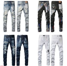2024 jeans viola designer maschile jeans maschi patchwork retrò pantaloni svasati di pantaloni lunghi strappati con strati lunghi dritti y2k baggy lavato sbiadito per uomini