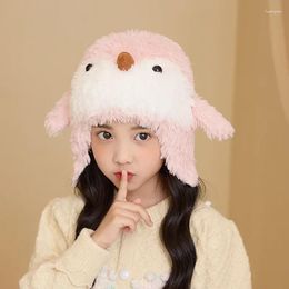 Berets Children Winter Cap Fashion Wool Windproof Warm EarFlaps Cotton Cute Knitted Cashmere Hat With Pompoms