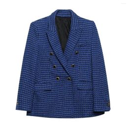 Women's Suits Ladies 2023 Fashion Texture Exquisite Double-breasted Leisure Suit Coat Retro Long-sleeved Pocket Chic Veste