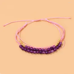 Charm Bracelets Multilayer Natural Stone Chalcedony 4mm Round Beads Braided Bracelet Adjustable Rope Woven For Women Men