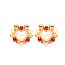 Stud Earrings Fashion Jewellery Elegant Heart Shaped Pearl Simple Women's Fine