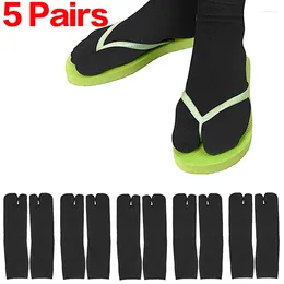 Men's Socks 5pair Japanese Two Toe Men Flip Flop Split Sock Wear-Resistant Mid-Calf Indoor Women Fashion Sandal Keep Warm Stocking