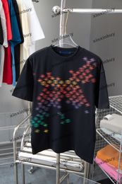 xinxinbuy 2024 Men designer Tee t shirt Colour Letter gradient printing short sleeve cotton women Black white Grey XS-XL