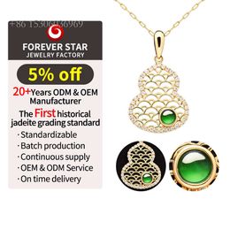 Gold Hollow Calabash Jewellery Minority Fashion Creative Design Diamond Jadeite Jade Pendant