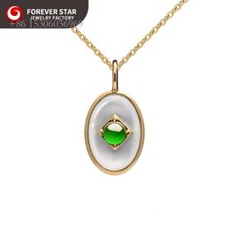 Forever Star High-End Quality Genuine Jade Gold White Shell Imperial Green Icy Jadeite Pendant Charms