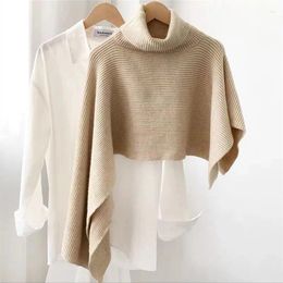 Scarves Autumn Winter Sweater Shawl Cloak High Collar Irregular Pullover Cape Women Warm Thick Knitted Sleeveless Coat Scarf