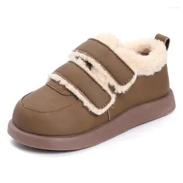 Boots Children's Cotton Shoes 2023 Winter Girls' Plush Warm Casual Baby Kids Soft Sole Leather