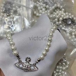 vintage bohemian luxury Retro Female Full Style Earth Popular choker French Necklace Pearl Bracelet Small Planet Empress of Dowager B51N