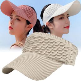 Ball Caps Women Solid Color Sun Hats Outdoor Cycling Anti-UV Baseball Cap Breathable Hole Empty Top Hat Summer Beach Adjustable