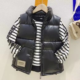 Boys Girls Autumn Baby Glossy Outer Wear Thicken Cottonpadded Vest Children's Warm Down Cotton Jacket Coat for Winter Waistcoat 231222