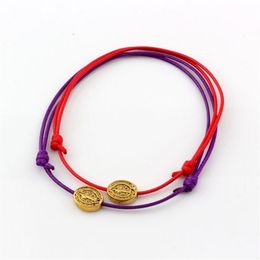 50Pcs Jewelry Making Wax Rope Adjustable Cord Wrist Weave Bracelet medal Benedict Santa Cruz oval spacers Beads204a