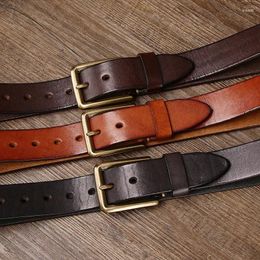 Belts Thickened Top Layer Cow Belt Men's Genuine Leather Needle Buckle American Retro Copper Simple And Versatile Jeans