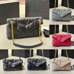 Mirror quality Puffer loulu-bag women Luxury Designer Chain Bags Tote Shoulder Crossbody Handbags classic genuine lambskin soft leather wallet purse 231215