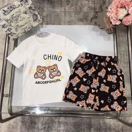 Fashion New Brand 23ss child designer clothe sets LETTER bear childrens kids short sleeve T-shirt print shorts set suit brand boys clothing cotton tees 90-160