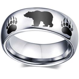 Cartoon Bear Stainless Steel Ring Men's Outdoor Hunting Ring