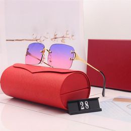 Luxury Designer Sport Sunglasses lovers Unisex Buffalo Horn Glasses Men Women Rimless Sun Glasses Silver Gold Metal Frame Eyewear 311d