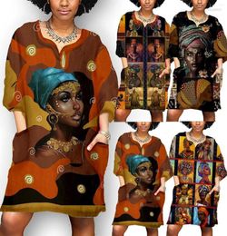 Casual Dresses African For Women Dashiki Print Tribal Ethnic Fashion Vneck Ladies Clothes Sexy Dress Party Robe 20222235920