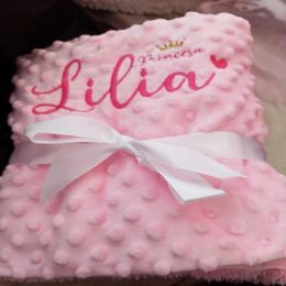 Name Personalized Toddler Crib Stroller Fleece born Infant Swaddle Wrap Birthday Gift Drop 231222