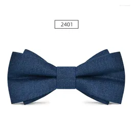 Bow Ties 2024 High Quality Wool Grey Double Layered Tie For Banquet Wedding Groomsman Suit Fashionable And High-end Men's