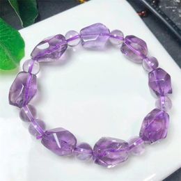 Link Bracelets Natural Freeform Amethyst Bracelet Reiki Gemstone Fashion Jewellery Fengshui Women Healing Lucky Energy Gift 1pcs 12X16MM