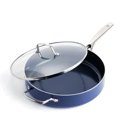 Pans Blue Diamond Toxin Free Ceramic Metal Utensil Dishwasher Safe 5QT Saute Pan