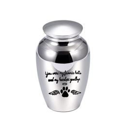 70x45MM Angel wings cremation urn for pet ashes pendant dog paw print Aluminium alloy ashes holder keepsake -You were my Favourite h251G