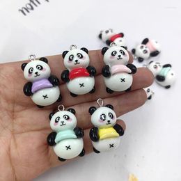 Charms 10pcs European Glossy Panda Animals Earrings Floating Pendant Flatback For Keychain DIY Jewellery Making Findings C1570