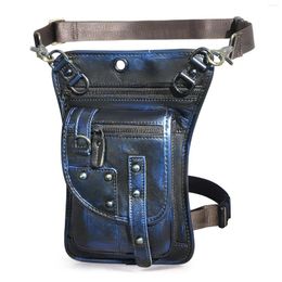 Waist Bags Quality Leather Men Design Casual 8"Tablet Messenger Sling Bag Multifunction Fashion Travel Belt Pack Leg Drop 2141