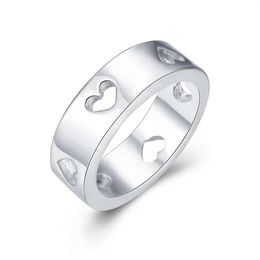 Whole 925 Sterling Silver Plated Fashion Empty heart ring Jewelry LKNSPCR110333y