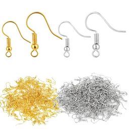 200pcs 100pairStainless Steel Earring Hooks Wires French Coil and Ball Style Nickel- Ear for Jewellery Making Colours Silver 2548