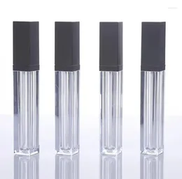 Storage Bottles 5ML Lip Gloss Tube Empty Container Makeup Oil Square Plastic Tubes Shiny Black Cap SN3383
