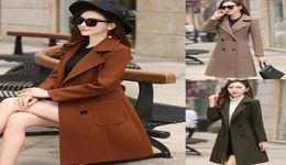 Women Wool Double Breasted Coat Elegant Long Sleeve Work Office Jacket Outwear Casual Autumn Winter 19August2416546845