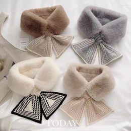 Scarves Autumn And Winter Women's Warm Hair Pearl Scarf Han Cute Shawl Fashion Knitted Plush High End Style