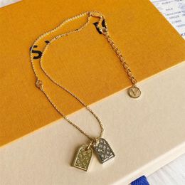 Stamp Necklaces Luxury Fashion Choker Necklace Designer Gold Plated Stainless Steel Letter Pendant Necklaces For Women Wedding Jew331Y