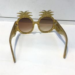 Whole-Gold Acetate Frame With Pineapple Designer Frame Popular Sunglasses Top Quality Fashion Summer Women Style2715