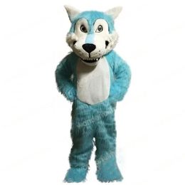 2024 Performance Blue Wolf Mascot Costumes Cartoon Carnival Hallowen Performance Unisex Fancy Games Outfit Outdoor Advertising Outfit Suit