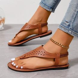 Sandals Ladies Shoes 2023 Thong Women's Open Toe Casual Women Rivet Elastic Band Flat Heel Soft Bottom Female