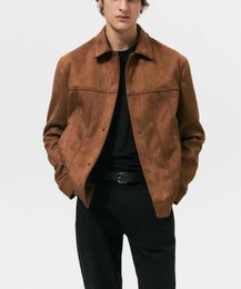 Men's Jackets Founder Style Velvet Texture Jacket 2023 Personalized Suede Lapel Slim Fit Short Clothing Men