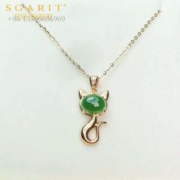 SGARIT New Style Lovely Animal Jewellery Gold Green Gemstone Choker 3.07Ct Natural Jasper Pendant Necklace