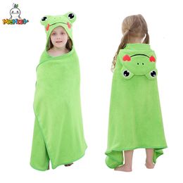 MICHLEY Cute Frog Toddler Hooded Baby Towels Super Soft Bathrobe Shower Warm Sleeping Swaddle Blanket For Boys Girls Kids 09T 231222