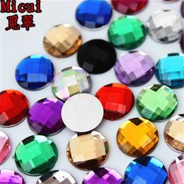 Micui 200PCS 12mm Round Crystal Flatback Mix Colour Acrylic Rhinestone Glue On Strass Crystals Stones Gems No hole For Jewellery Craf249d