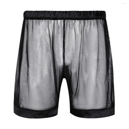 Underpants Summer Loose Lounge Gay Panties Men See-through Mesh Sexy Boxer Shorts Underwear Nightwear Casual Sleepwear