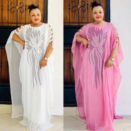 Ethnic Clothing Luxurious Crystals African Dress For Women Muslim Abaya Femme Chiffon Robes Evening Long Dresses Islamic Clothes